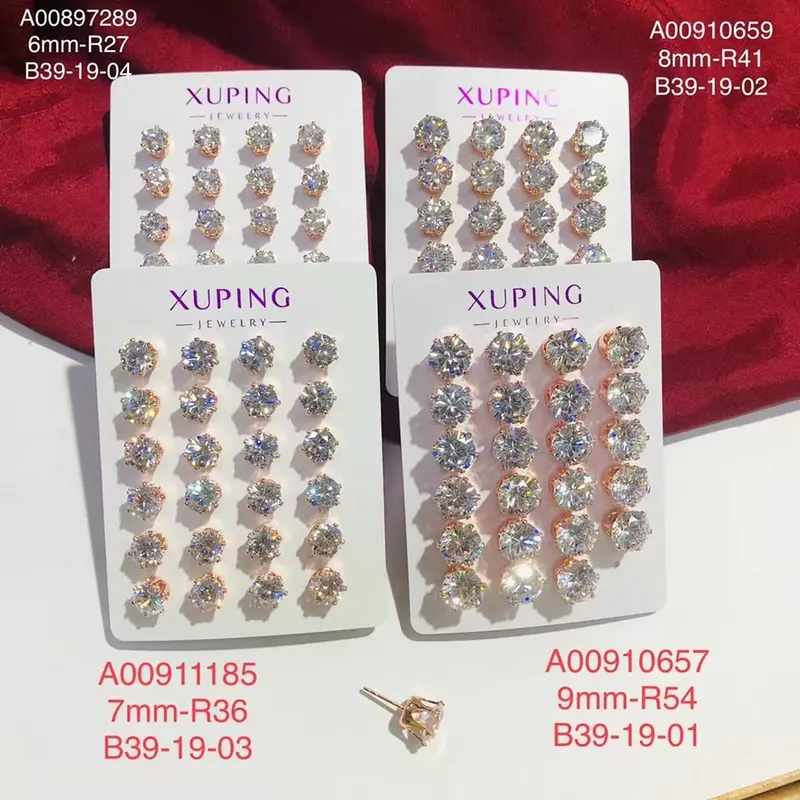ANTING TUSUK XUPING WANITA ELEGAN PREMIUM PERMATA ZIRKON HIGH QUALITY MODE BARU harian tanaman anting-anting anting  desi Gold Emas Berlian Earrings jepit slundup 1