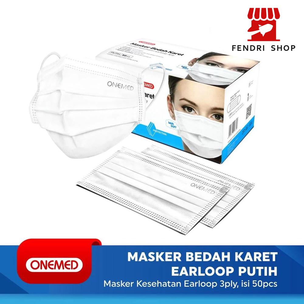 Masker Medis Karet Putih OneMed Box Isi 50Pcs