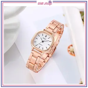 DGC Jam Tangan Wanita dan Pria Persegi Analog Quartz Casual Fashion Strap Rantai Stainless Steel Couple Pria Tipe Kuarsa Berat 60 Gram