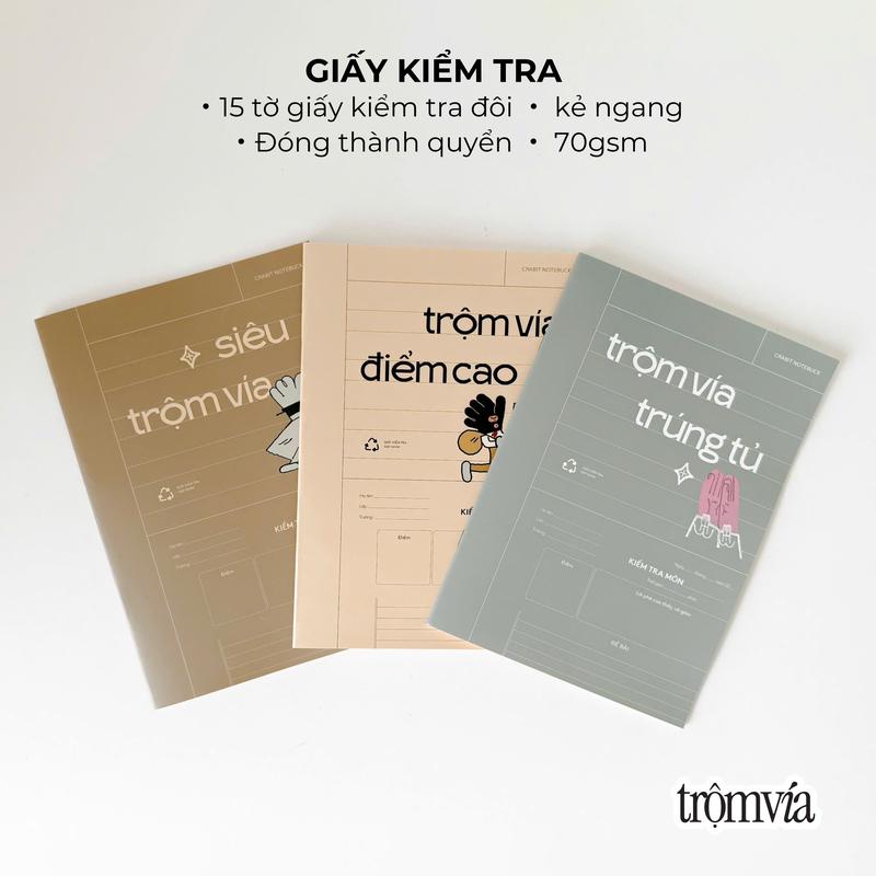  Tập Giấy kiểm tra đôi Trộm Vía Crabit Ruột kẻ ngang 15 tờ giấy kiểm tra kẻ sẵn Trộm Vía Collection 