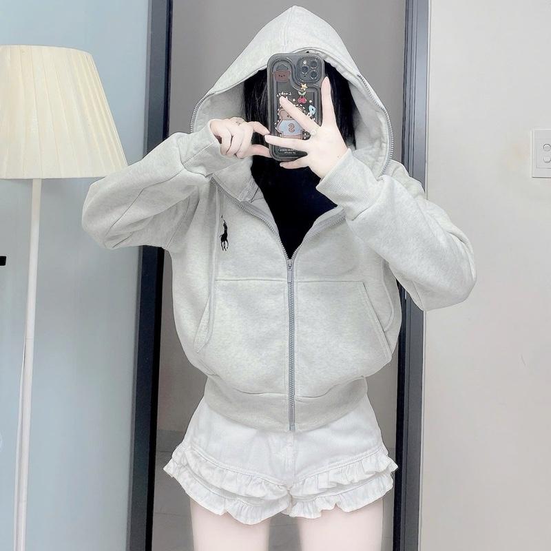 [HT018] Áo khoác NỈ bông PE THÊU HÌNH có MŨ to rộng phom croptop trẻ trung năng động- Áo Khoác Hottrend