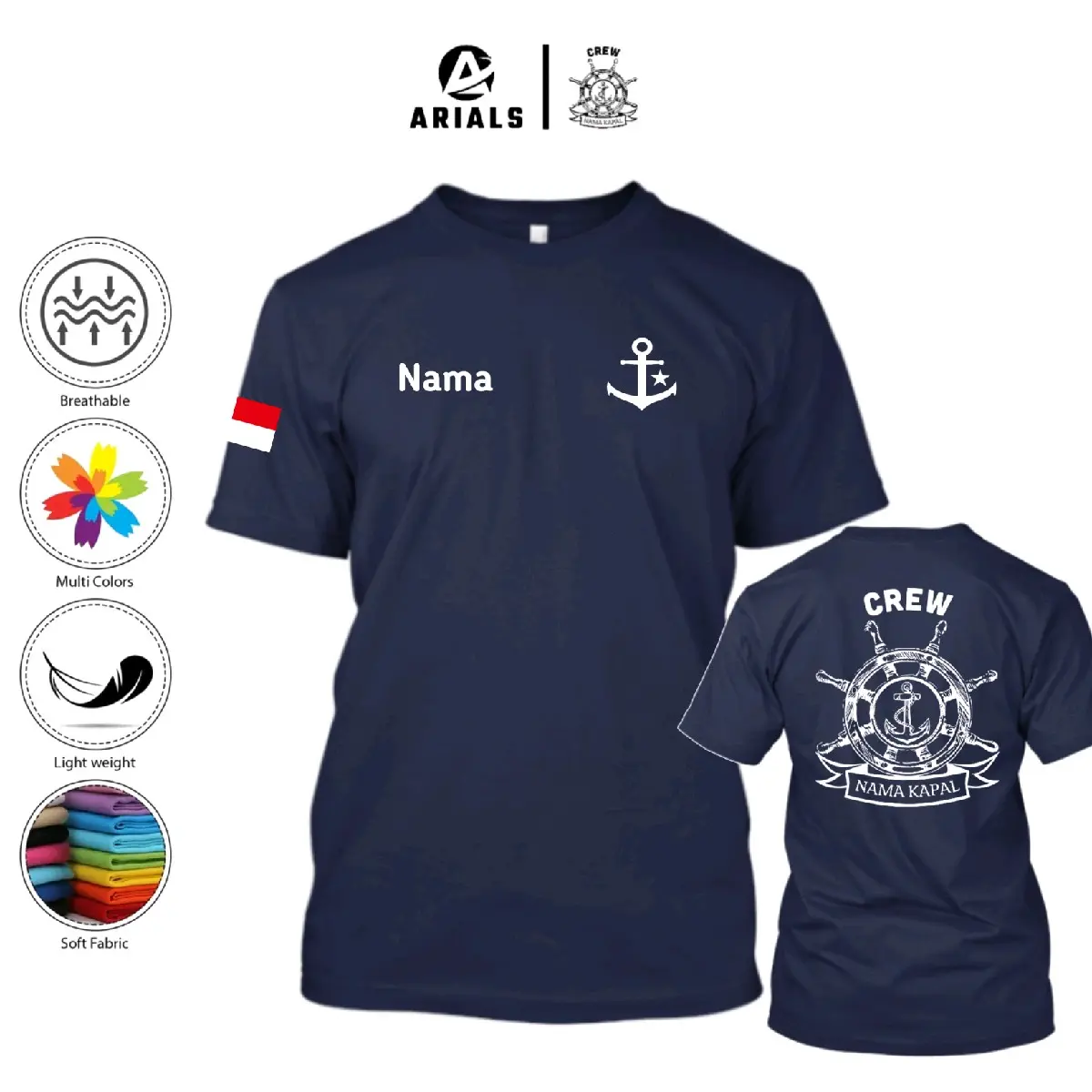 Arials Kaos Baju Pelaut Crew Gratis Nama Kapal