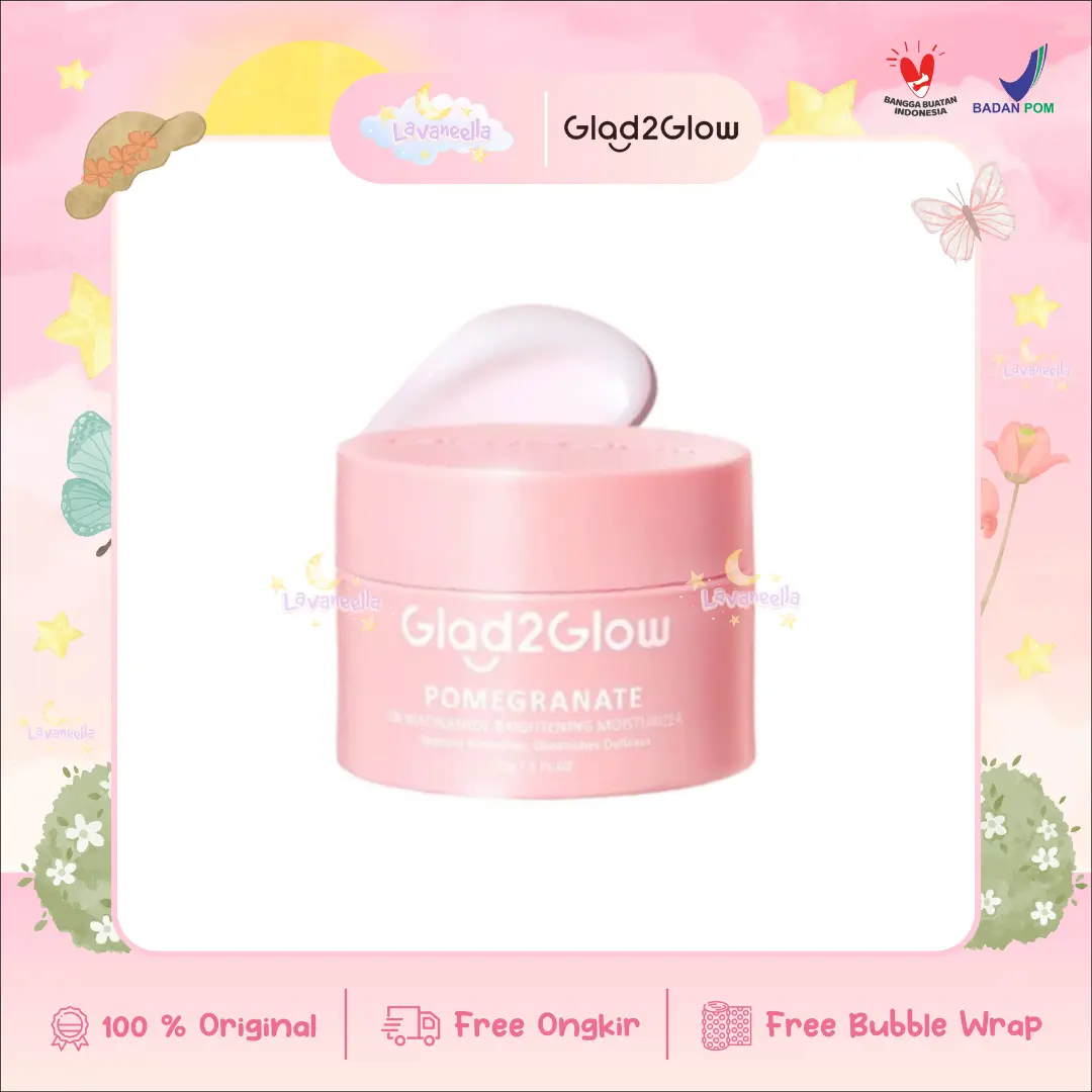 GLAD2GLOW -  Pomegranate 5% Niacinamide Brightening Moisturizer pelembab mencerahkan wajah kulit muka | Melembabkan wajah