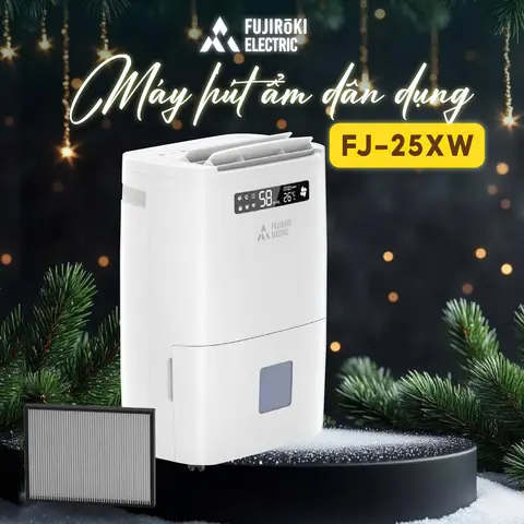Máy hút ẩm 25lít Fujiroki-Dorosin FJ-25XW hiệu suất cao diệt khuẩn toàn diện, có chức năng lọc không khí
