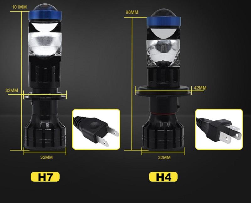 Product Introduction of H7 H4 Mini Projector Lens 35000LM 140W LED Lens Light Bulbs High Low Beam Fog Light 6000K White Car Head Lamp Headlight Bulbs 14