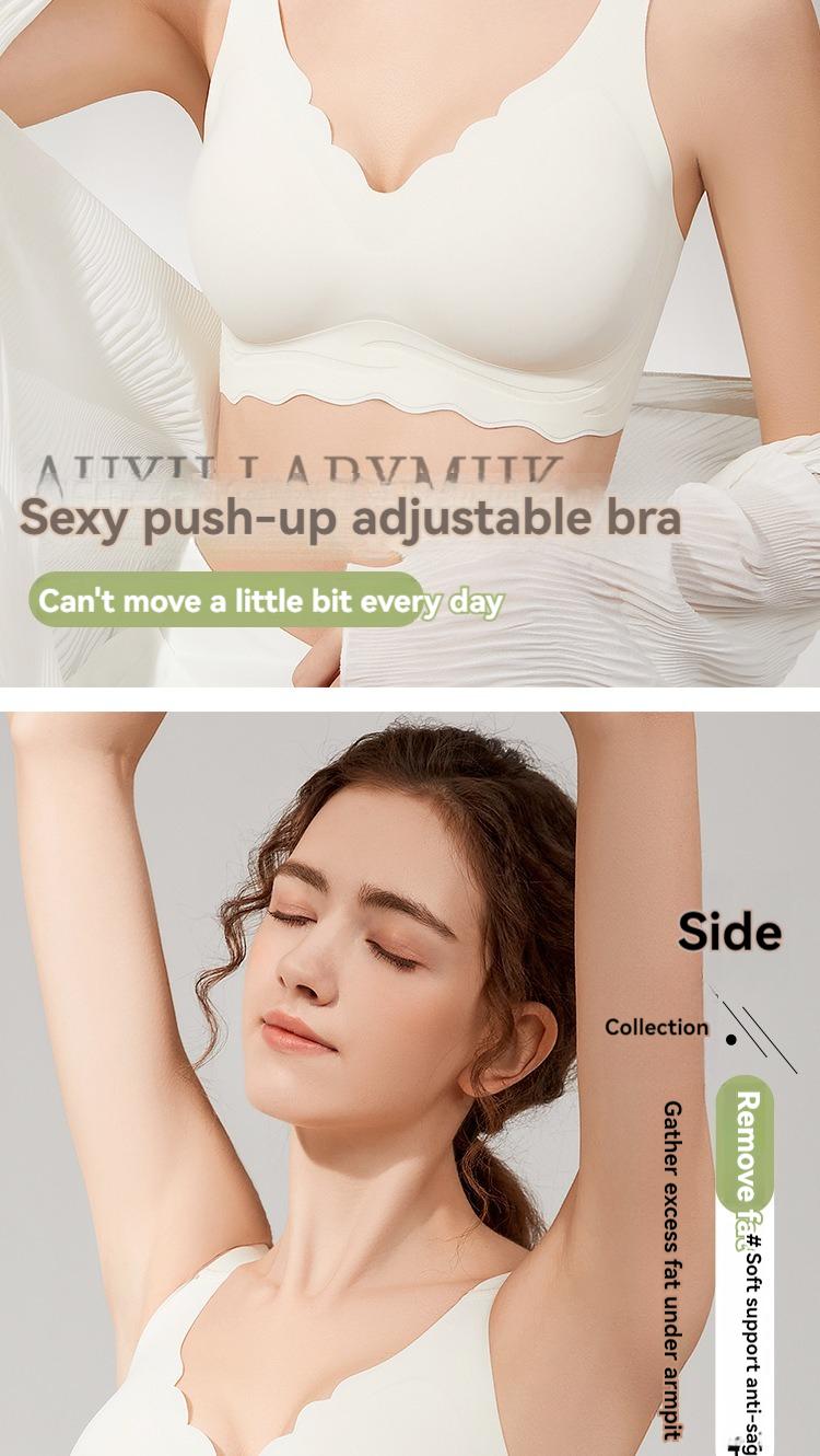 Product Introduction of Jelly strips non-marking large size underwear female summer thin section large breasts show small breasts gathered without steel ring fixed cup bra 8