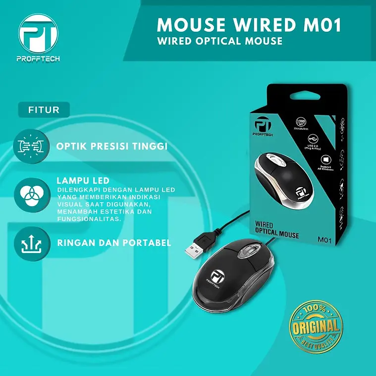 Mouse Wired Cable USB Profftech M01 - Mouse Kabel USB