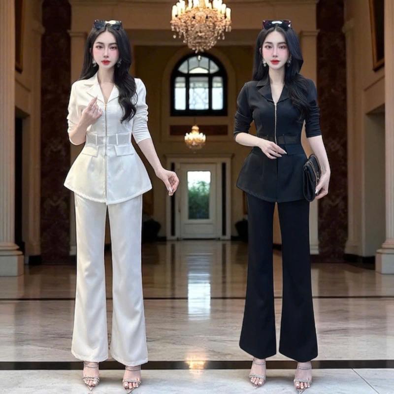 ( Quần dài 102cm ) Set quần áo CRAZYTEEN S6326 gồm áo vest và quần ống bát để đi chơi ( Áo vest/ Quần ống bát ) Set đồ xinh sang chảnh