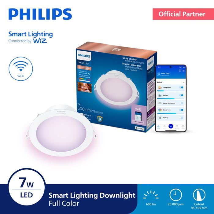 Gambar Philips Lampu Smart WiFi LED Downlight 7W D100 Color RGB dari Philips lighting Jakarta Kota Administrasi Jakarta Timur Tokopedia