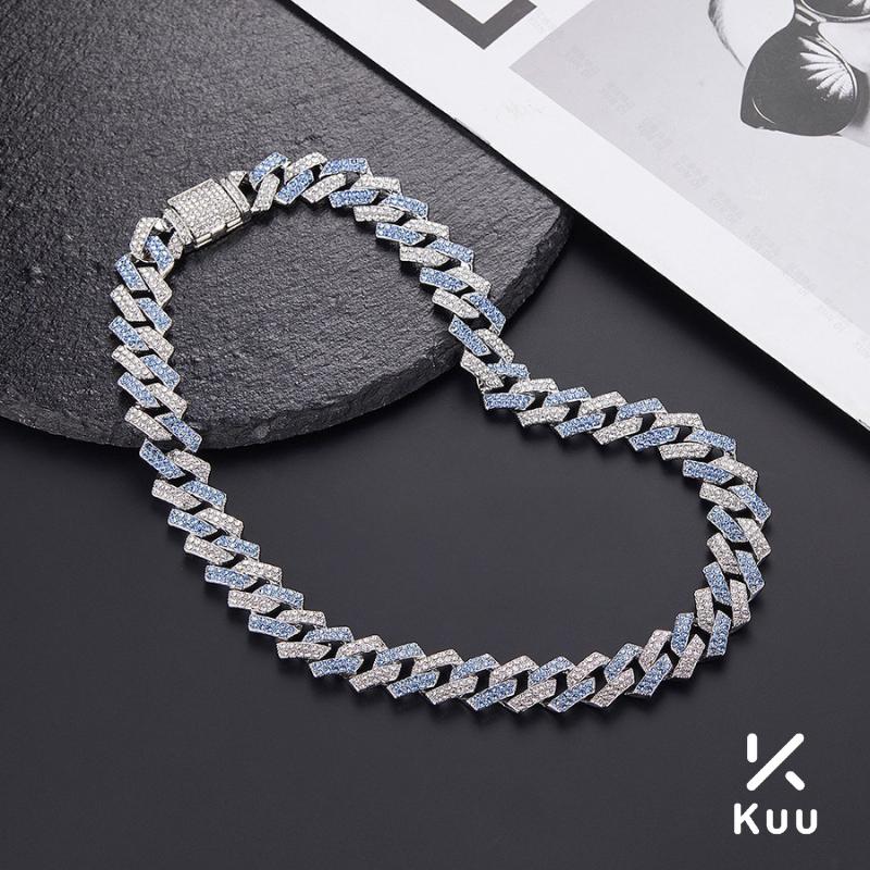 Vòng cổ vòng tay nam đính đá Cuban Kuu Clothes Dạng Chuỗi Xích Đẹp màu xanh ngọc Thép Titan Không Gỉ - XAVY Đá Chain Dây Chuyền Jewelry Trang Sức