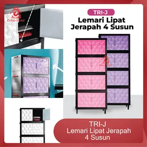 ENVIO - TRI J  Lemari Lipat Jerapah 4 Susun (Lemari Baju Serbaguna 4 Tingkat) - Lemari Lipat Susun / Rak Pakaian Plastik