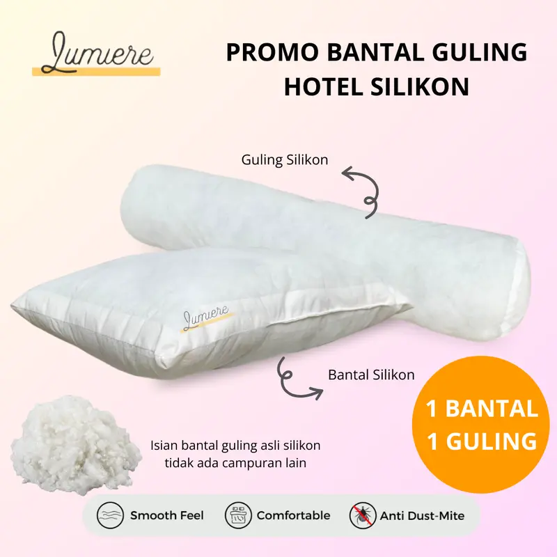 Promo 1 Set Bantal Guling Empuk Menggunakan Isian Full Silikon Tidak Mudah Kempes 0
