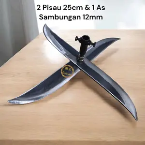 Pisau Mesin Chopper Cacah Rumput Sayur Multifungsi Pembuatan Silase Pakan Ternak Bahan Baja HSS 25cm & As Sambungan 12mm