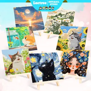 【Luctree】Paint By Number Kit 20x20cm Kanvas DIY Digital Painting Kit With Kanvas kucing series