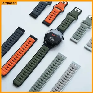 20/22mm Rubber Two Tone  Strap For Samsung Galaxy Watch 7 FE 6 5 4 Active 2 Gear S3 Tali Jam Tangan for Huawei Watch GT 5 4 3 2, Amazfit, Garmin, Aolon, Itel 011/012, Xiaomi Redmi 5 Active Smartwatch Accessories