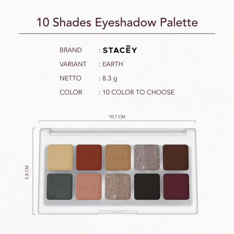 Stacey Exquisite Eyeshadow Palette - 10 Shades Creamy & Pigment Colors Waterproof 6