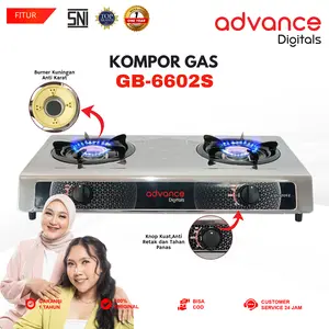 【Ischaindyofc Video】Kompor Gas Stainless Advance GB-6602S 2 Tungku Bisa COD