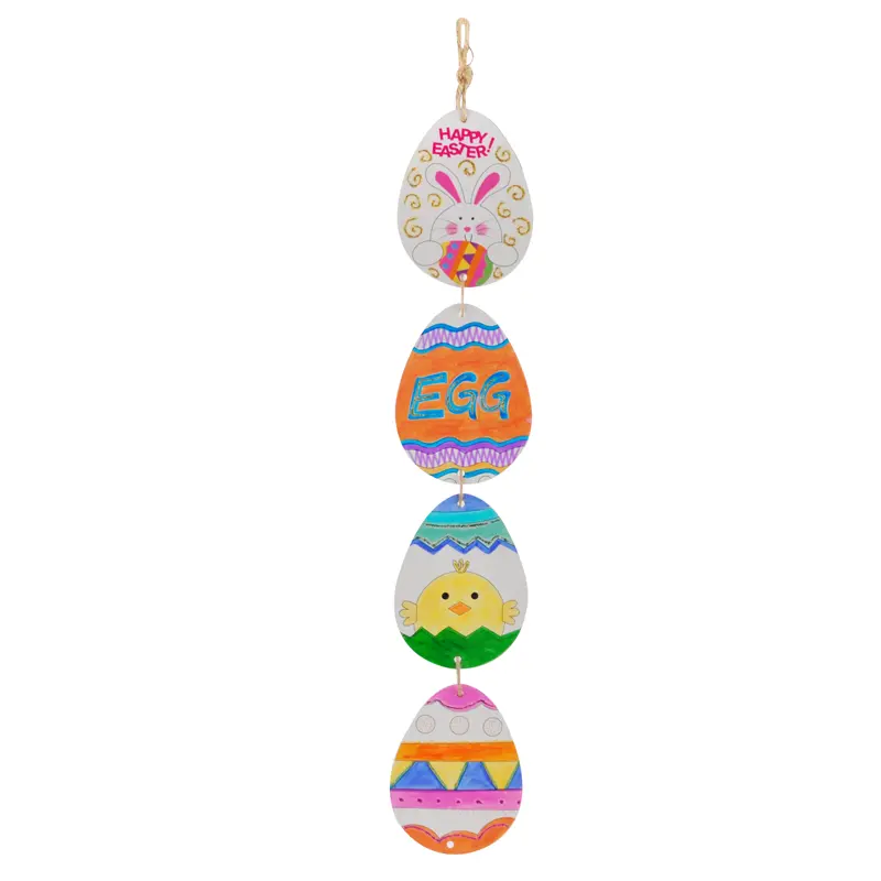 Easter DIY Craft Kit: Paintable Paper Eggs & Decorative Accessories for Kids' Creative Hanging Decorations