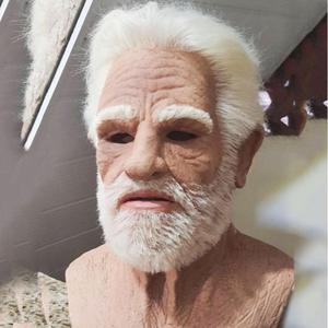 Máscara realista de anciano para adultos, máscara navideña horrible de abuelo de látex con rostro arrugado y accesorio para la cabeza, perfecta para fiestas de Navidad, juego de roles, disfraces y baile de gala.