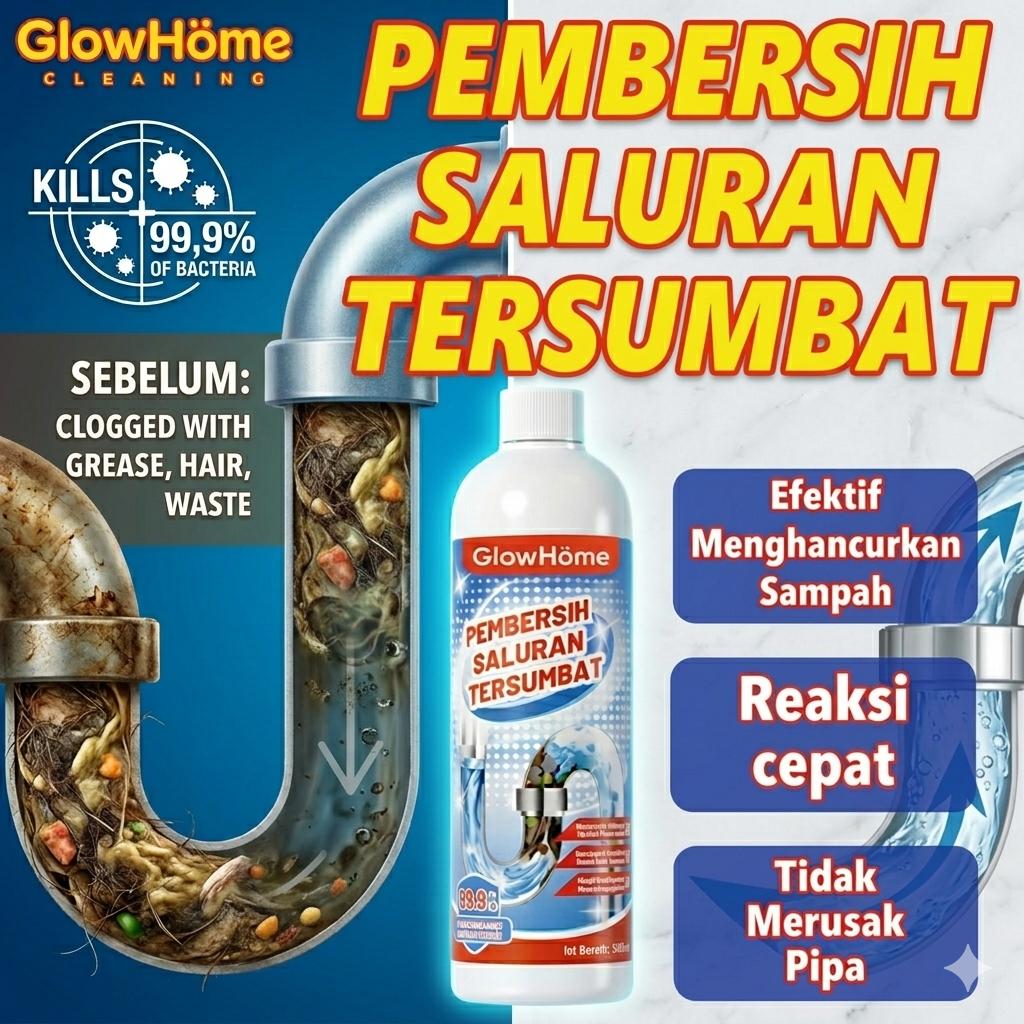 Pembersih Saluran Air 500ml Anti Sumbat Ampuh – Pelancar Pipa Toilet WC Kamar Mandi Wastafel Dapur, Penghancur Lemak & Kotoran Membandel
