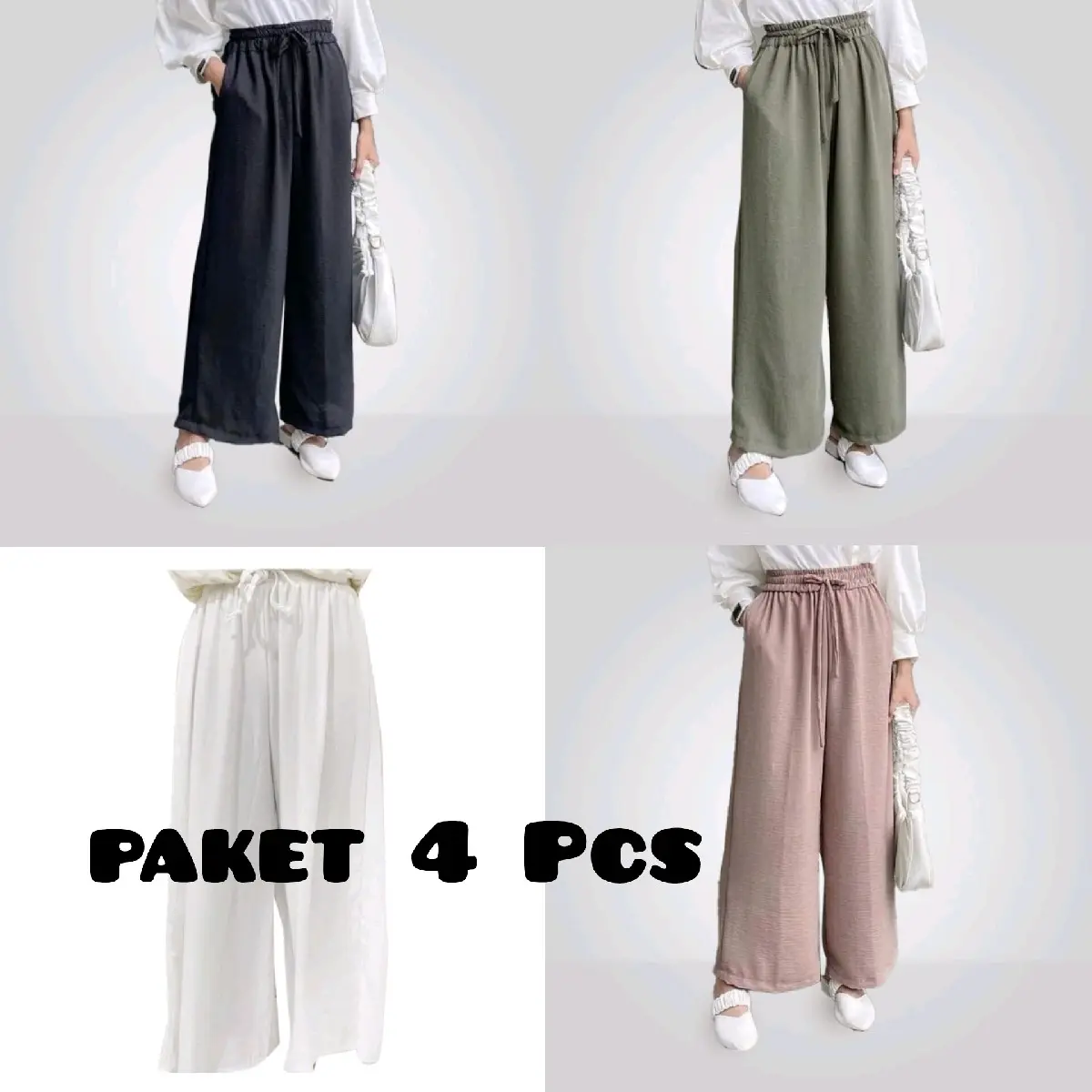 Paket Hemat Celana Kulot Anak Perempuan Cringkle Airflow Usia 3-12 Tahun Pakaian