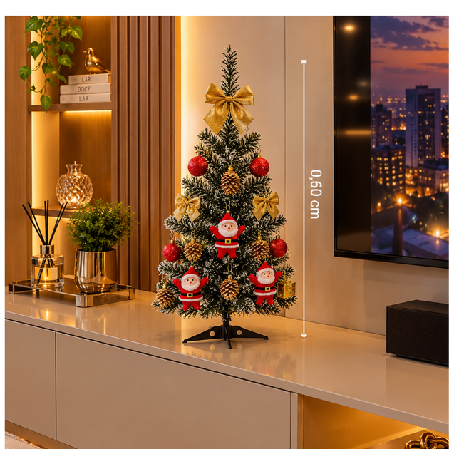 Árvore de Natal 60cm com 36 Enfeites Decorada