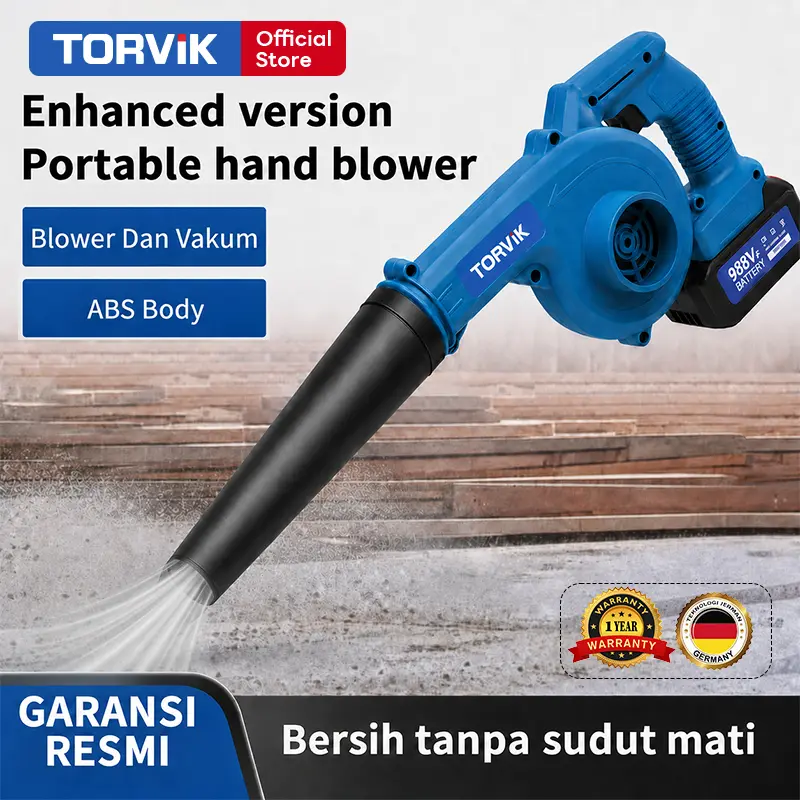【COD】TORVIK Mesin Blower Tangan Baterai Cordless Angin Kencang Portable Peniup Pengering Penghisap Debu