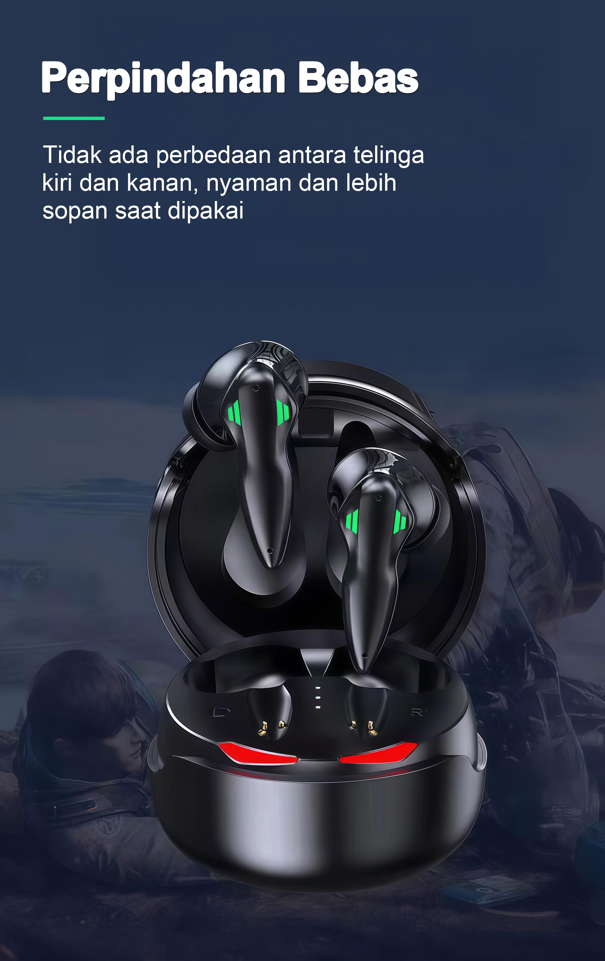 BUDS 5 PRO Earphone Gaming Terbaru, Desain Helm Eksklusif Global, Efek Lampu Keren, Suara Stereo HiFi, Tahan Air IPX5, Mikrofon Built-in, Peredam Bising ENC, Kontrol Sentuh, Cocok untuk iPhone dan Android