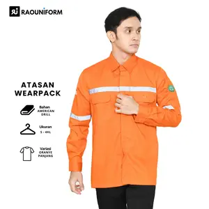RAOUNIFORM Seragam Kerja Baju Industri Oranye Safety Lengan Panjang Kemeja Proyek