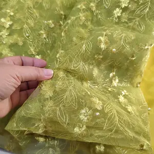 Kain Tile Akar Mutiara Glitter/ Bahan Brokat Meteran