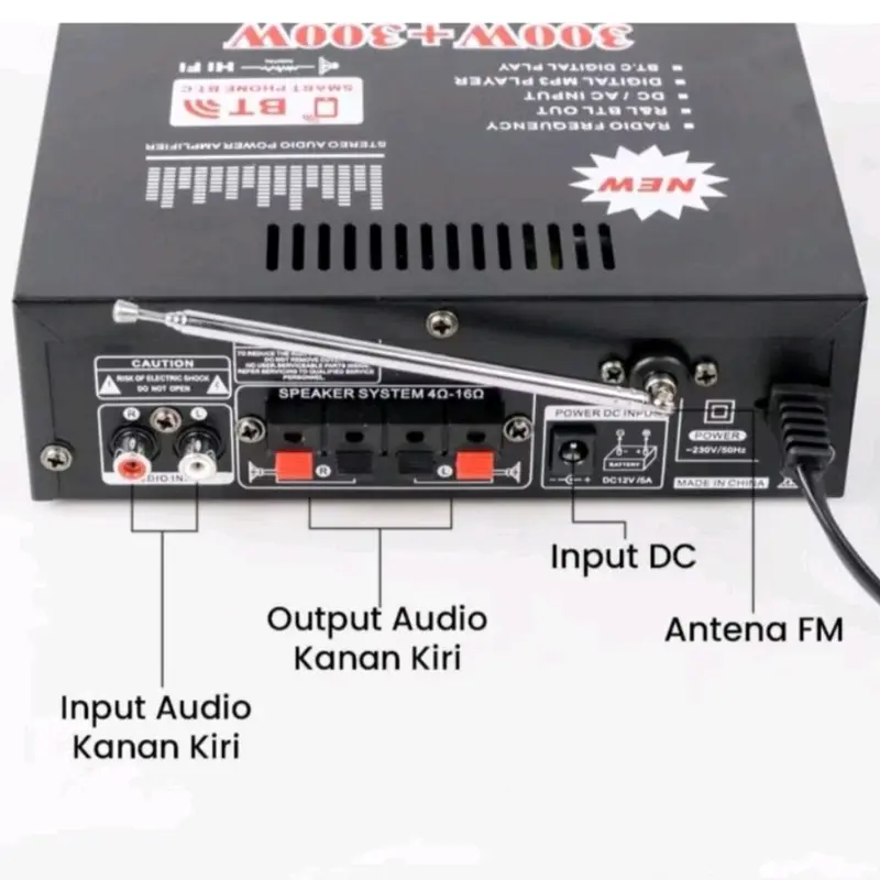 power amplifier wireless bluetooth bt 198 300w + 300w 5