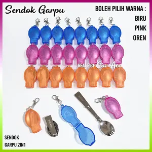 Sendok Garpu Lipat PILIH WARNA Travel Gantungan Serbaguna Portable Spork Stainless