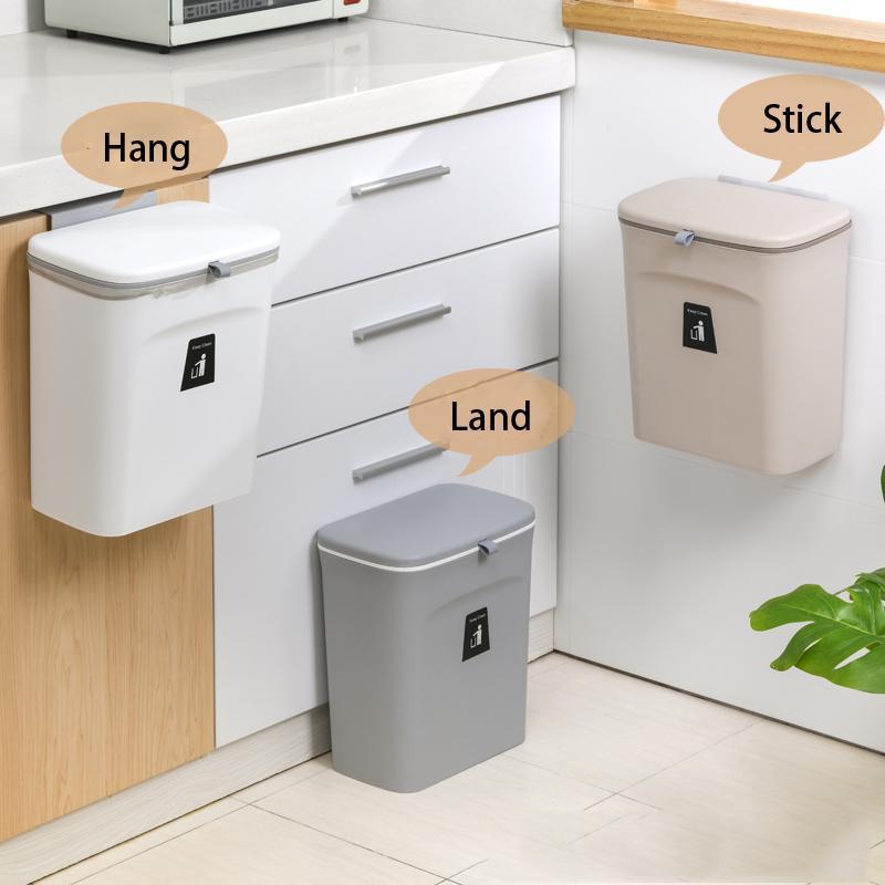 Product Introduction of 【Baodan】Wall Mounted Hanging Trash Bin For Kitchens Cabinet Door With Lid Kitchen Trashs Bin Garbage Cans Counter Bins Trash Can Kitchen 17