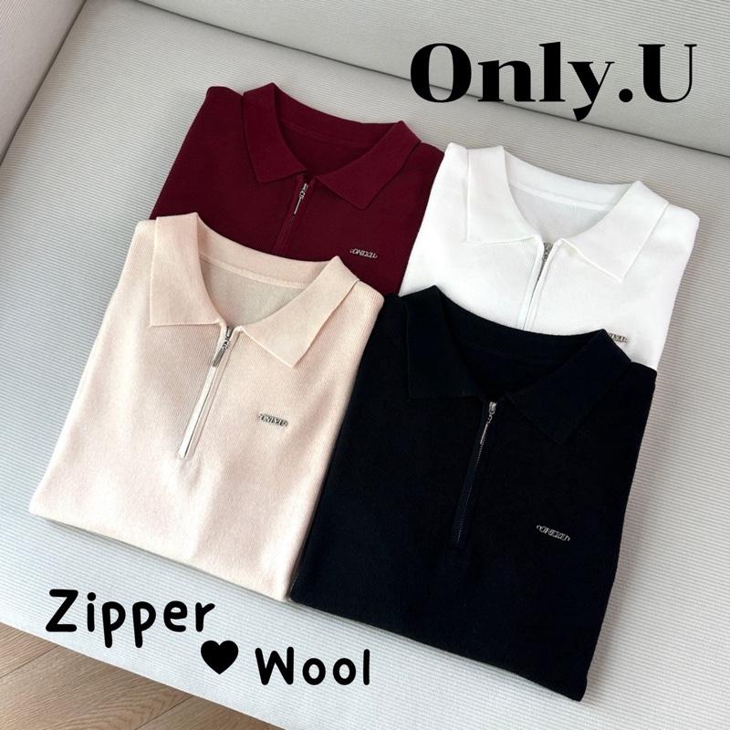 BB13 เสื้อไหมพรมคอปก Zip อะไหล่โลโก้ Only.U ผ้านุ่ม ยืดเยอะ งานสวย