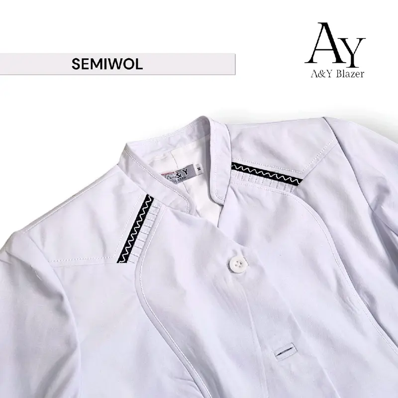 [05] A&Y Blazer Baju Seragam PDH Guru / PNS Wanita Warna PUTIH LIST HITAM | Seragam Kerja Dinas PDH PUTIH HITAM Wanita terbaru pdh  putih pppk 3