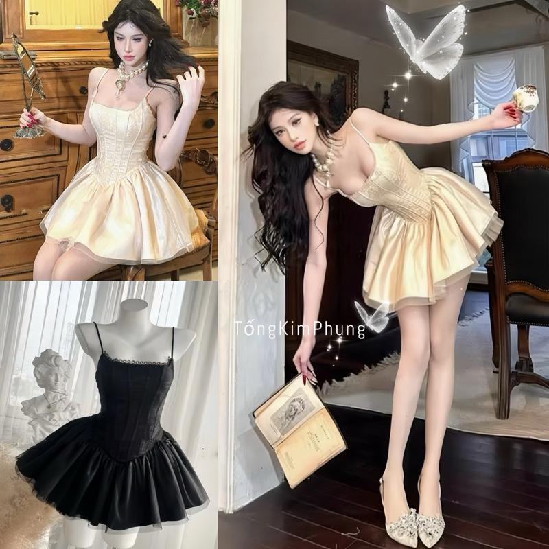 VÁY CORSET PHỐI REN HAI DÂY TÙNG XOÈ CÓ MÚT VÀ GỌNG ĐỊNH HÌNH FOM CỰC XINH