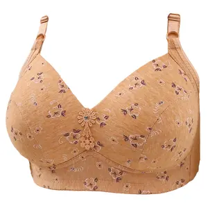 Bh Wanita Big Size Bra Jumbo Cup D Tanpa Kawat Busa Tipis Nyaman BH cewek Ukuran Besar Bra Wanita Motif Bunga Merah B115