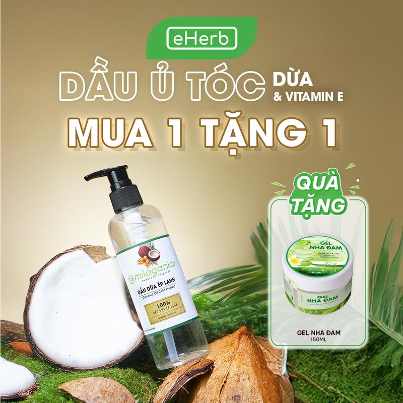 Dầu Dừa Tinh Khiết Dưỡng Tóc Ủ Tóc Mềm Mượt Nam Nữ MILAGANICS - Dầu Dừa Ép Lạnh Chăm Sóc Tóc Trắng Răng Dưỡng Mi Da Mày EHERB - Dầu Dưỡng Ẩm Da Body Oil Hết Nẻ Thiên Nhiên An Toàn Skincare Chăm Sóc Da - Dầu Ủ Tóc Dừa Nguyên Chất Women Làm Đẹp Da