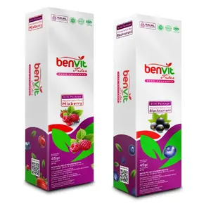 Benvit Fiber Plus Collagen Travelpack 3 Sachet Rasa Mixberry & Blackcurrant Minuman Serat Tinggi untuk Pencernaan Sehat dan Awet Muda