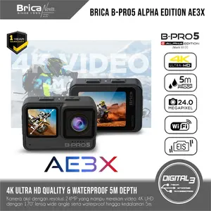 BRICA B-Pro 5 Alpha Edition Mark III X (AE3X) EIS 4K Ultra HD Action Camera Sport Waterproof 5M Wi-fi Dual Touch Screen Include Remote & USB-C Microphone Kamera