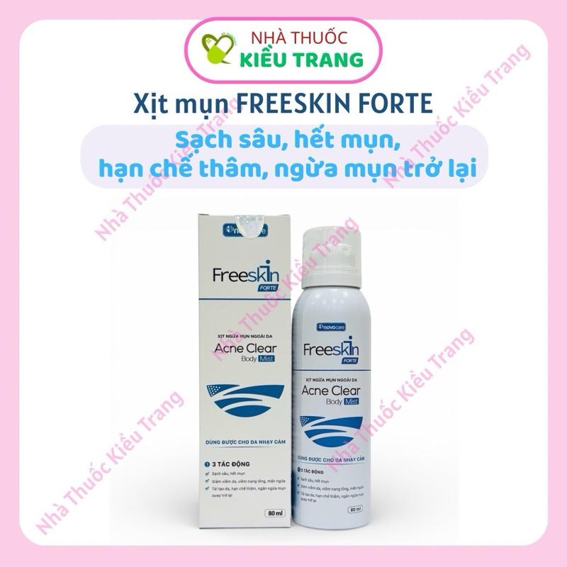 Xịt mụn Freeskin Forte Gel tắm Freeskin Forte hết mụn lưng mụn body viêm nang lông viêm da