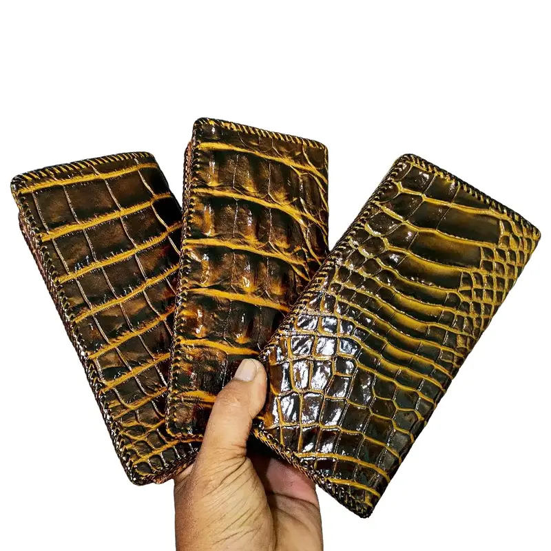 dompet panjang kulit buay4(coklat)jahit rajut Uang Kartu 0