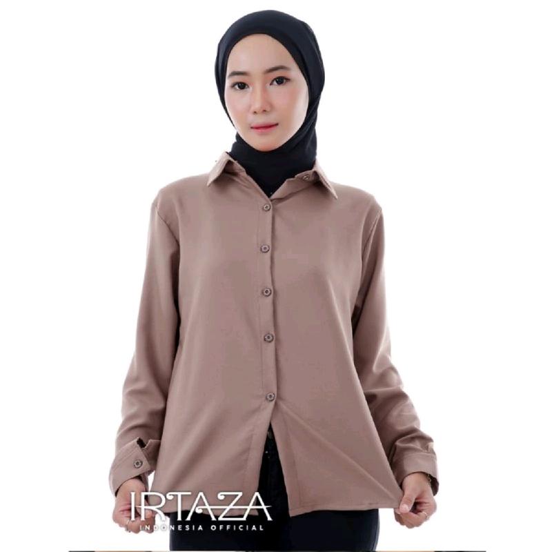 Kemeja Wanita Polos Lengan Panjang Atasan Kancing Outfit Kasual Formal Bahan Mostcrepe Premium By AS Fashion Nyaman 3