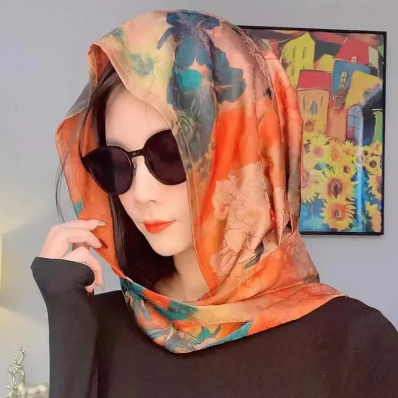New Travel Sun Protection Scarf Hat, Imitation Cloud Gauze, Double-Sided Multifunctional Women's Head Wrap Scarf.