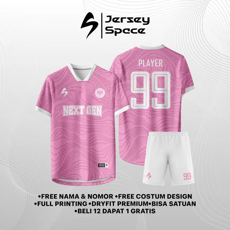 JS07 - Jersey Baju Kaos Futsal Custom Sepak Bola Full Printing Free Design Nama Nomor Logo Sport 0