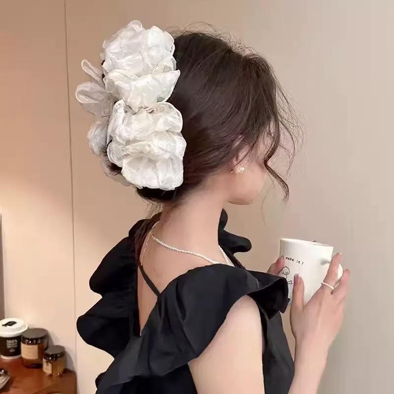 Kẹp Tóc Nơ Ngoại Cỡ Kẹp Tóc, Dành Cho Nữ, Cảm Giác Cao Cấp, Kẹp Cá Mập Ở Phía Sau Đầu, Thiết Kế Tay Cầm Bong Bóng Đám Mây 7