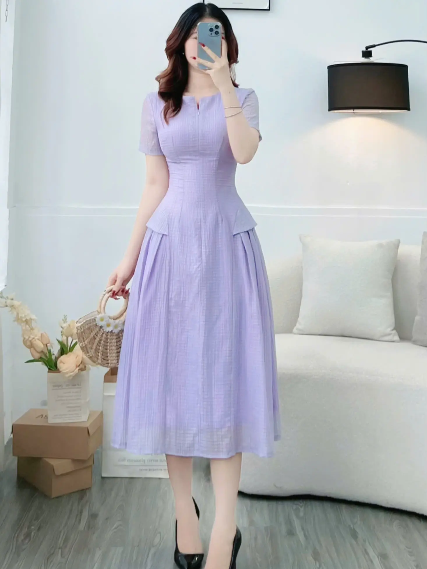 Đầm Tơ Caro Thiết Kế TuTu Store Phù Hợp Đi Chơi Dành Cho Nữ - Mã D1166