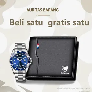 Dompet Kulit Asli Pria Desain Pendek Gaya Korea Lipat Mode Tahan Air Multifungsi Tekstur Premium Pengiriman 24 Jam