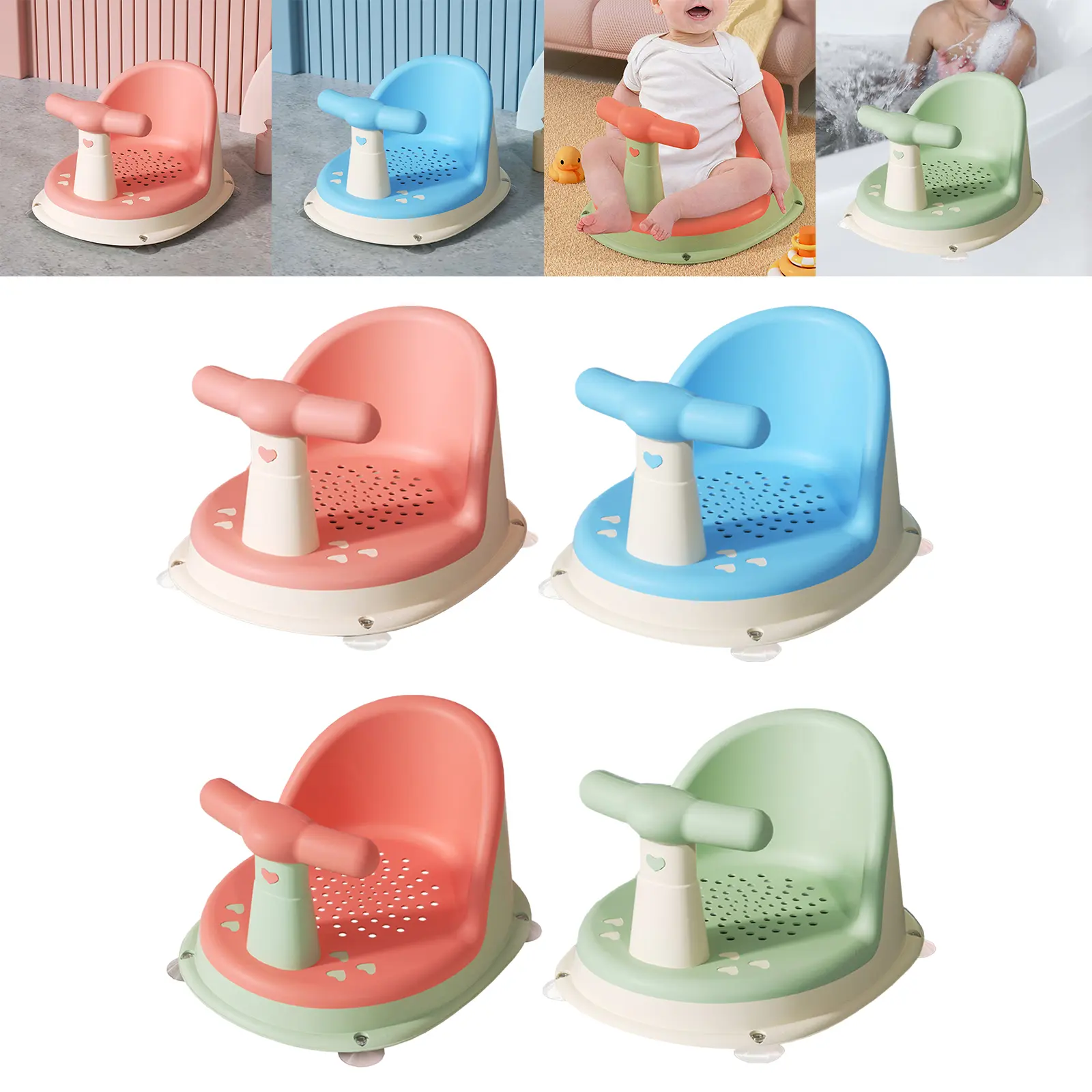 Ghế tắm, Chống Trượt, Ghế tắm Thoải Mái Ghế bồn tắm, Ghế cốc hút, Thích hợp cho bé trai, bé gái, trẻ mới biết đi và trẻ em, Cầm Tay, Ghế tắm cho Trẻ Sơ Sinh Ghế tắm cho trẻ sơ sinh