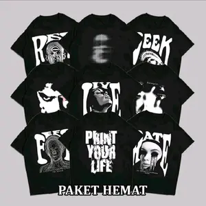COMBO PAKET 3 PCS KAOS DISTRO HITAM JUMBO SKENA HEMAT BAHAN LEMBUT DIGITAL PRINTING SIZE M L XL 2XL 3XL | KAOS SKENA | KAOS DEWASA |